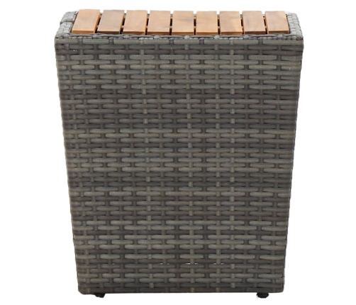 Muebles de jardín 3 pzas ratán sintético madera acacia gris