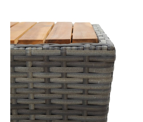 Muebles de jardín 3 pzas ratán sintético madera acacia gris