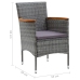 Muebles de jardín 3 pzas ratán sintético madera acacia gris