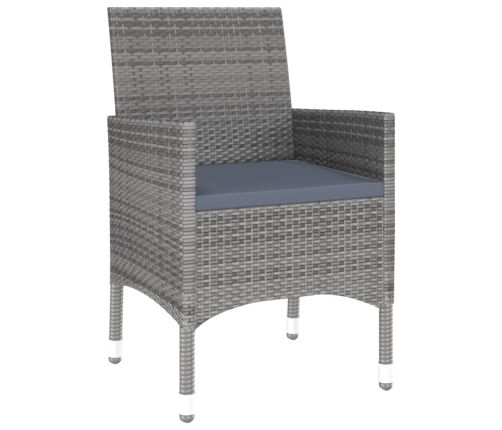 Juego de comedor de jardín 3 piezas ratán sintético gris