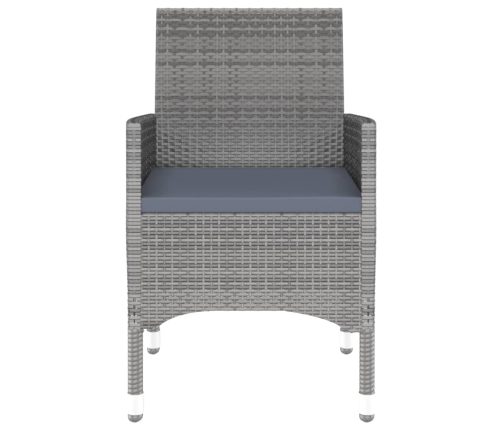 Juego de comedor de jardín 3 piezas ratán sintético gris