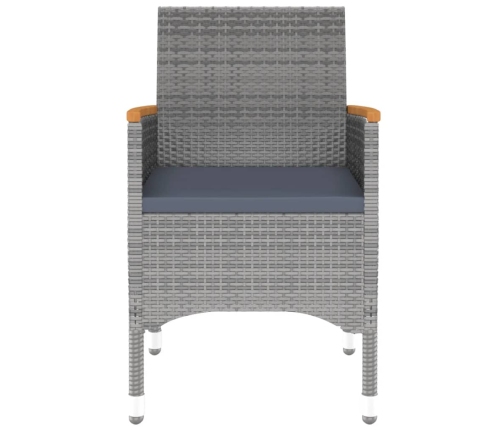 Juego de comedor de jardín 3 piezas ratán sintético gris