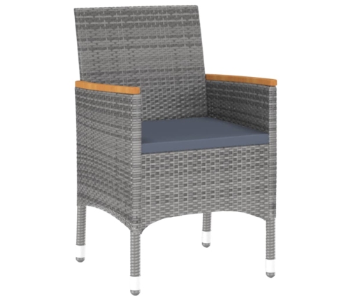Juego de comedor de jardín 3 piezas ratán sintético gris