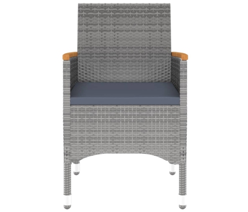 Juego de comedor de jardín 3 piezas ratán sintético gris