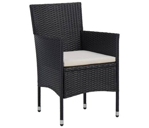 Juego de comedor para jardín 3 piezas ratán sintético negro