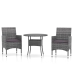 Juego comedor de jardín 3 piezas ratán sintético gris