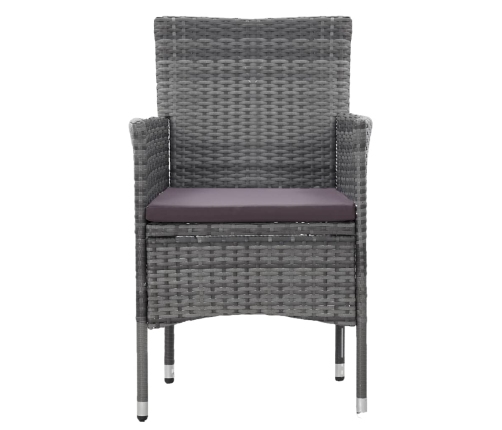 Juego comedor de jardín 3 piezas ratán sintético gris