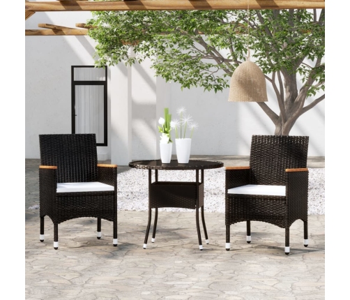 Juego de comedor para jardín 3 piezas ratán sintético negro