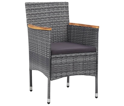Juego comedor de jardín 3 piezas ratán sintético gris