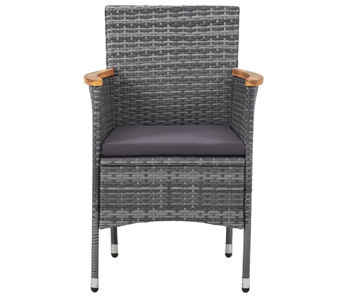 Juego comedor de jardín 3 piezas ratán sintético gris