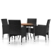 Juego de comedor para jardín 5 piezas ratán sintético negro
