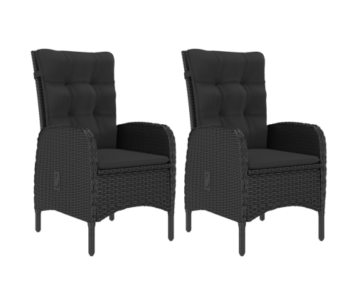 Mesa y sillas de jardín 3 piezas ratán sintético y vidrio negro