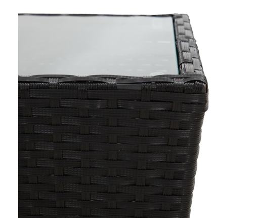 Mesa y sillas de jardín 3 piezas ratán sintético y vidrio negro