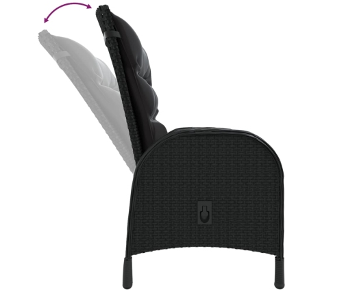 Juego de comedor para jardín 3 piezas ratán sintético negro