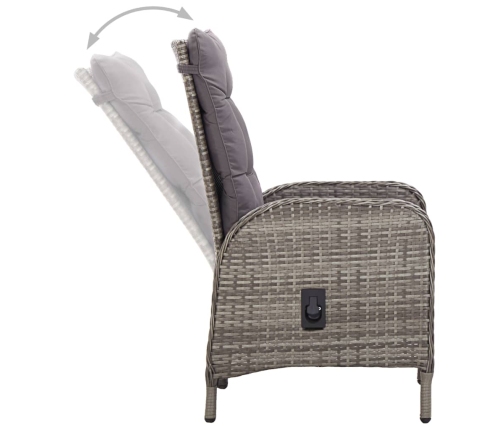 Set de comedor de jardín 11 pzas ratán sintético gris
