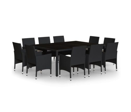 Juego de comedor para jardín 11 piezas ratán sintético negro
