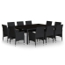 Juego de comedor para jardín 11 piezas ratán sintético negro