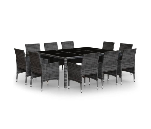 Set de comedor de jardín 11 pzas ratán sintético gris