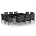 Set de comedor de jardín 11 pzas ratán sintético gris