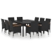 Juego de comedor para jardín 11 piezas ratán sintético negro
