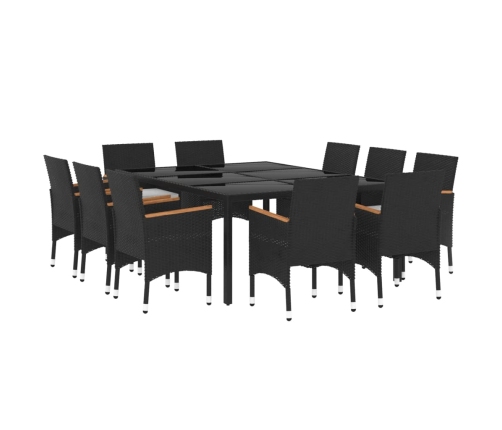 Juego de comedor para jardín 11 piezas ratán sintético negro