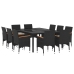 Juego de comedor para jardín 11 piezas ratán sintético negro