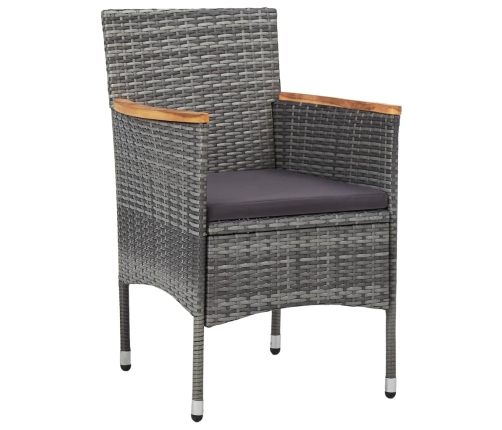 Set de comedor de jardín 11 pzas ratán sintético gris