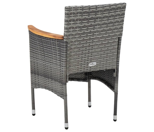 Set de comedor de jardín 11 pzas ratán sintético gris