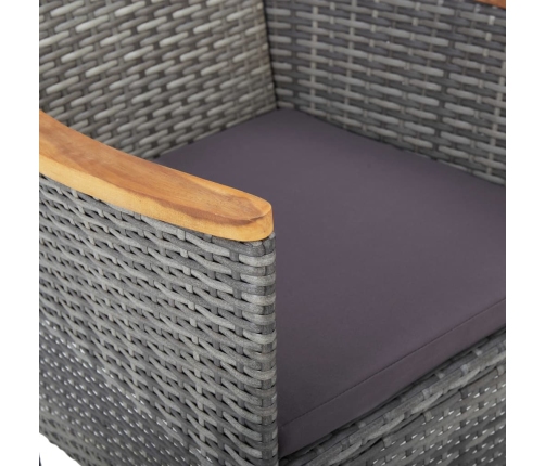 Set de comedor de jardín 11 pzas ratán sintético gris