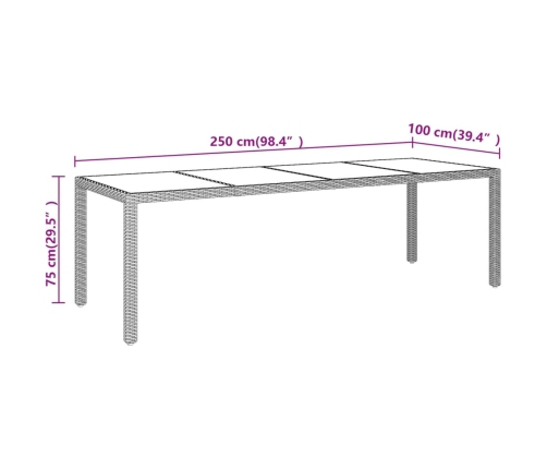 Juego de comedor de jardín 11 piezas ratán sintético marrón