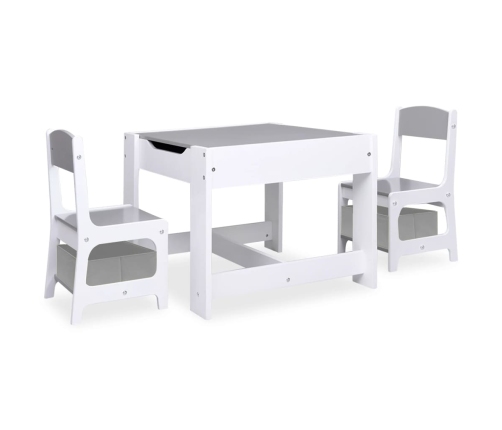 Mesa infantil con 2 sillas MDF blanco