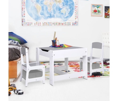 Mesa infantil con 2 sillas MDF blanco