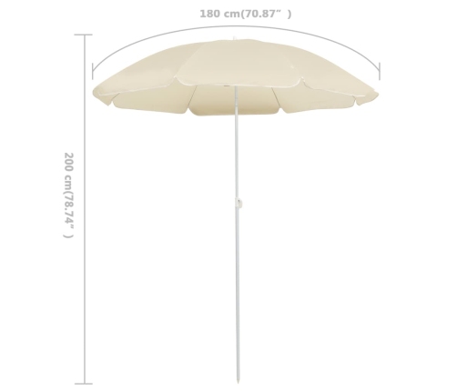 Sombrilla de jardín con palo de acero arena 180 cm