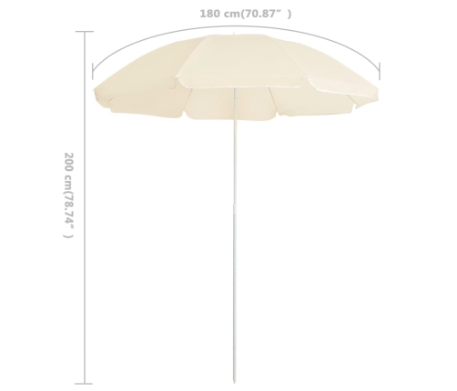 Sombrilla de jardín con palo de acero arena 180 cm