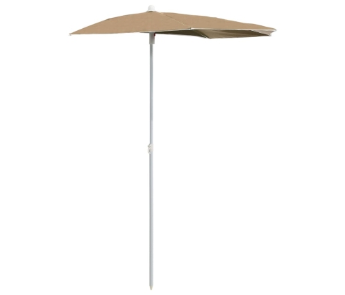 Sombrilla de jardín semicircular con palo taupe 180x90 cm