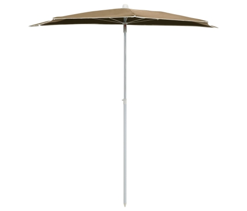 Sombrilla de jardín semicircular con palo taupe 180x90 cm
