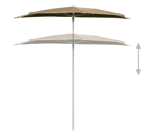 Sombrilla de jardín semicircular con palo taupe 180x90 cm