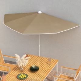 Sombrilla de jardín semicircular con palo taupe 180x90 cm