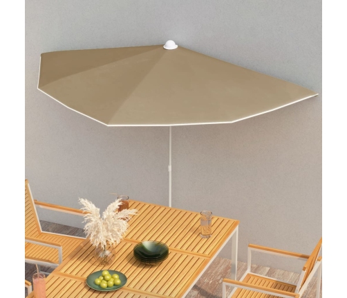 Sombrilla de jardín semicircular con palo taupe 180x90 cm