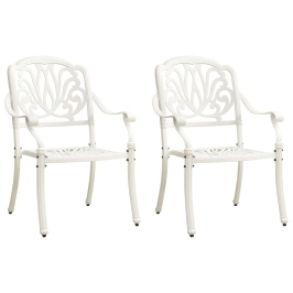 Sillas de jardín 2 unidades aluminio fundido blanco