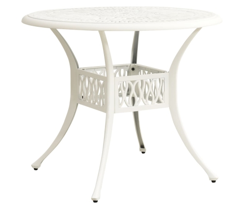 Mesa de jardín aluminio fundido blanco 90x90x74 cm