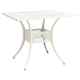 Mesa de jardín aluminio fundido blanco 90x90x73 cm