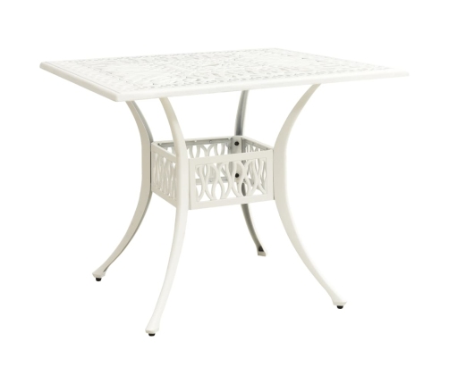 Mesa de jardín aluminio fundido blanco 90x90x73 cm