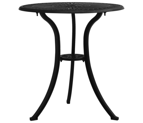 Mesa y sillas de bistró 3 piezas aluminio fundido negro