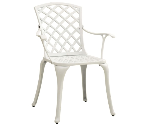 Mesa y sillas de bistró 3 piezas aluminio fundido blanco