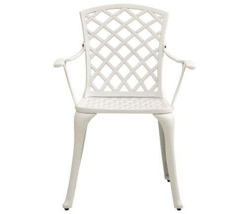 Mesa y sillas de bistró 3 piezas aluminio fundido blanco
