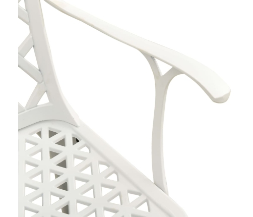 Mesa y sillas de bistró 3 piezas aluminio fundido blanco