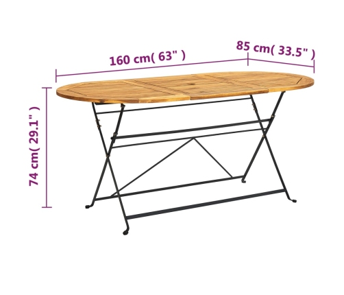 Comedor de jardín plegable 7 piezas de madera maciza de acacia