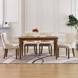 Sillas de comedor 4 unidades tela beige