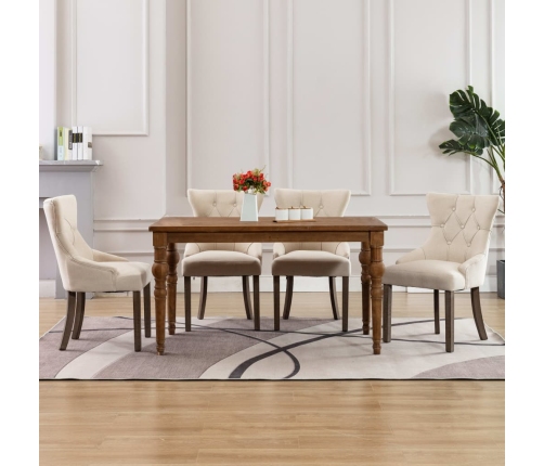 Sillas de comedor 4 unidades tela beige